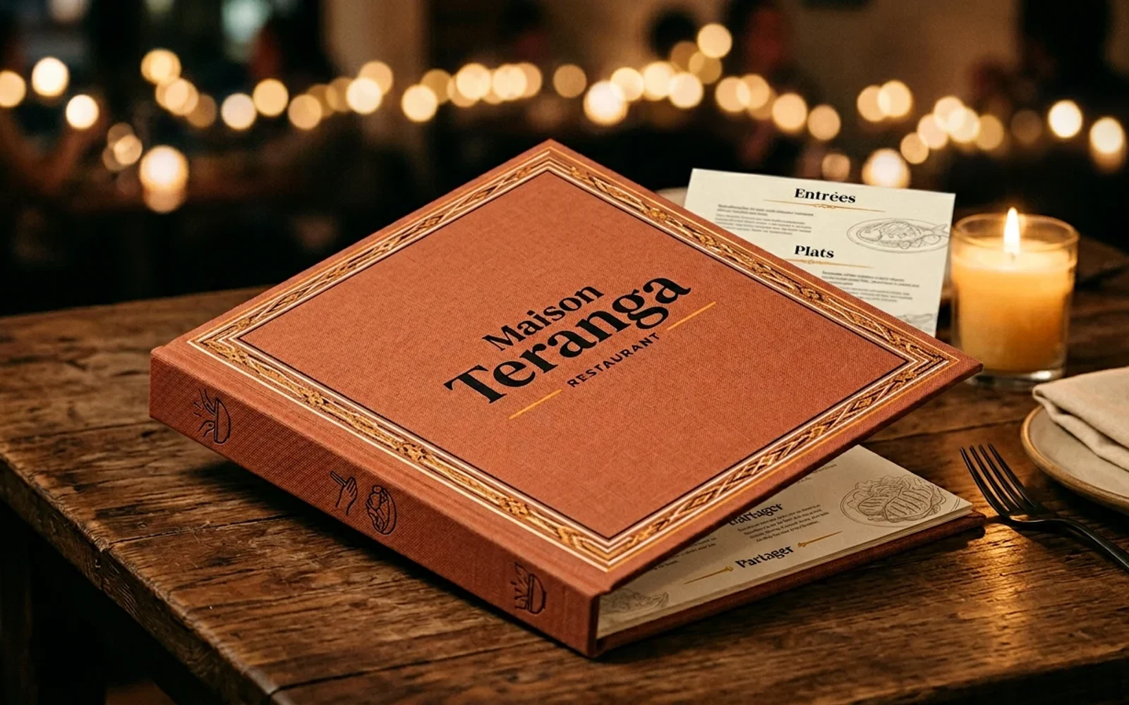 Menu sur table, perspective.